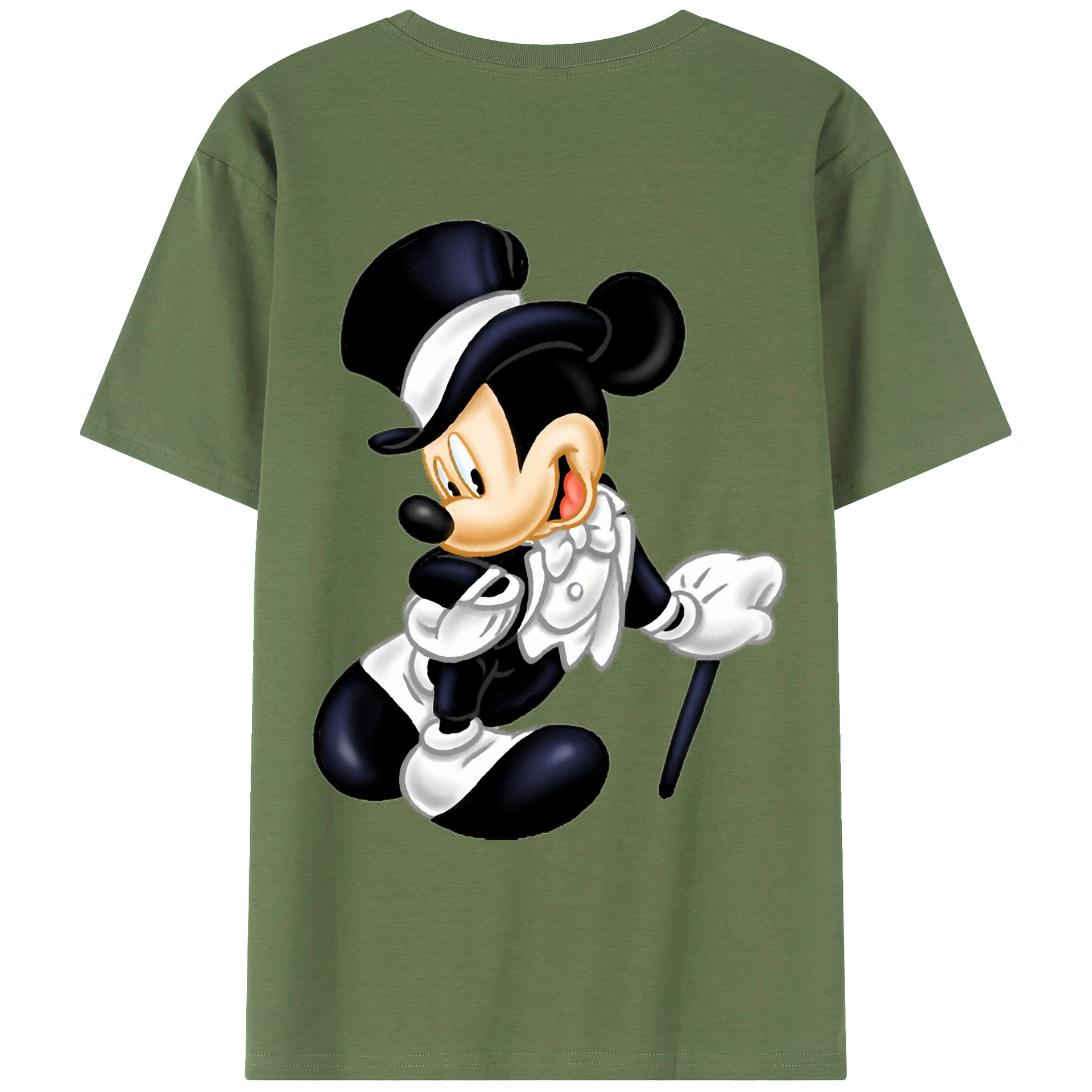 ミッキーマウス Mickey Mouse 綿100％ メンズ半袖Tシャツ（バックプリント） 通気性